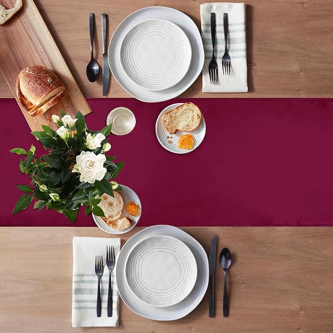 20 Pack Satin Table Runner 12 X 108 Inch Silk Table Runner for Party,Wedding, Birthday, Banquets,Decoration(Burgundy)