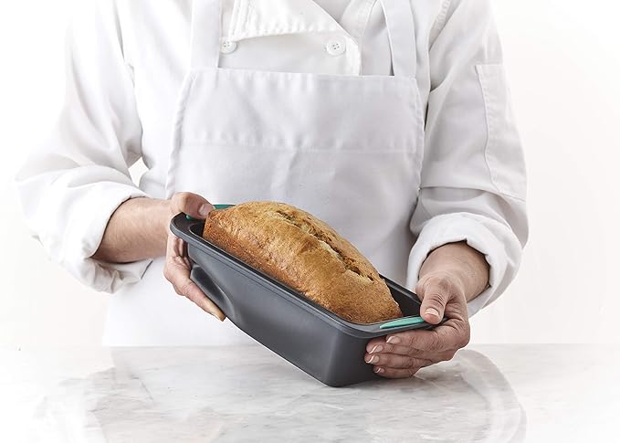 Trudeau 5115206M Structure Loaf Pan Silicone Bakeware, 8.5" x 4.5", Mint/Black
