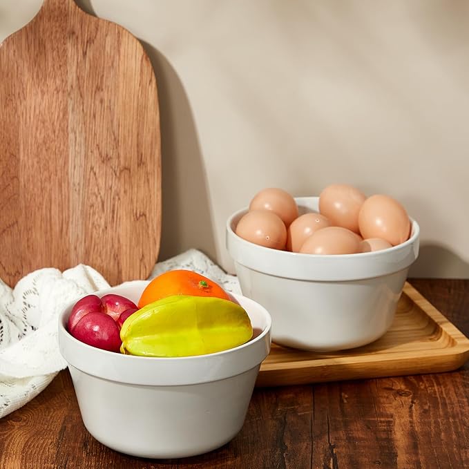 2 Pieces Ceramic 1 Qt Pudding Basins White 6.5 Inch Christmas Pudding Mold Bowls for Steaming Ovenproof Durable and Sturdy Porcelain Steamed Plum Puddings Basin Bowl Easy to Clean