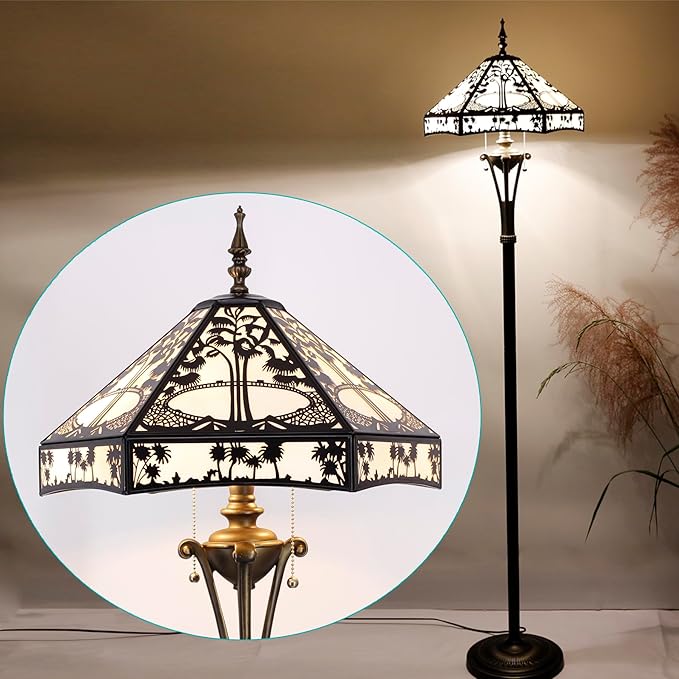 Tiffany Floor Lamp Base Only, for 16-24 Inch Stained Glass Lampshade Height 70 Inch Bronze Finished Resin Base Antique Standing Lighting Base Replacement Only Wide 11 Inch(A (W11H70 Inch))