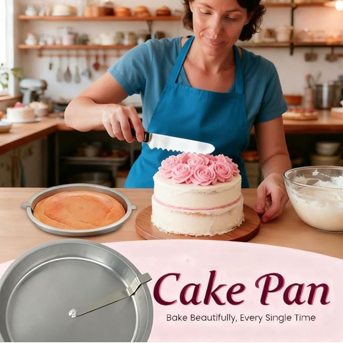 9.7" Easy Release Cake Pan For Baking, Cake Pan With Lever, CakePan With Swivel Blade, Quick Release Easy Out CakePan, Round Cake Baking Pans Tins, Non-Stick, Effortlessly Bake (1PC)