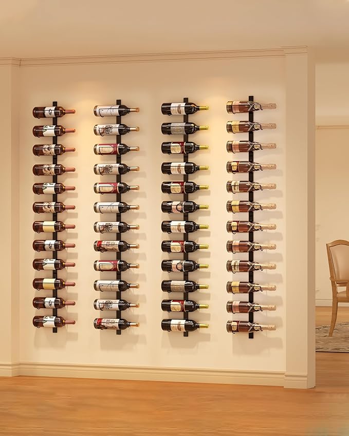 X-cosrack DIY 12 Bottles Wall Mounted Wine Rack, Detachable Wine Storage Organizer, Used Alone or A Set of 4, Wall Wine Display, for Kitchen, Dining Room, Bar, Wine Cellar