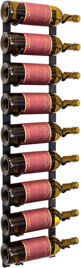 Jagged Ridge Wine Rooms - Premium Wall Mounted Metal Wine Rack - 9 Wine Bottles Holder - Modern Wine Rack, Matte Black - Space Saving for Home, Kitchen, Bar - Designed in Canada by Wine Enthusiasts