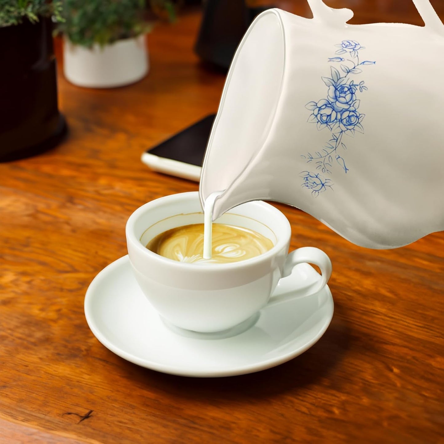 Sugar and Creamer Set - Porcelain Sugar and Creamer Floral Vintage Tea Set with Silver Trims & Embossed Swirls - Exquisite Fine China Tea Set for Parties & Celebrations - Royal Rose Set by Lynns