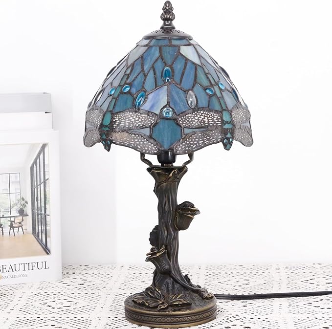 Table Lamp Base Replacement Only, Wide 5 Height 15 Inch, Fit for 6, 8, 10 Inch Tiffany Style Stained Glass Lampshade, Dark Bronze Finish,Resin, Push Switch On Cord(D (W5H15 Inch))