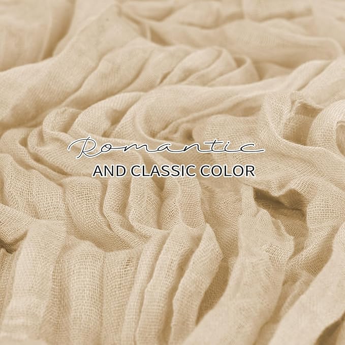 12 Pack Cheesecloth Table Runner 20 x 120 inch Cheese Cloth Table Runner Bulk,Romantic Boho Sheer Gauze Fabric Table Runners for Wedding Reception,Party,Bridal Shower Table Decor(Beige)