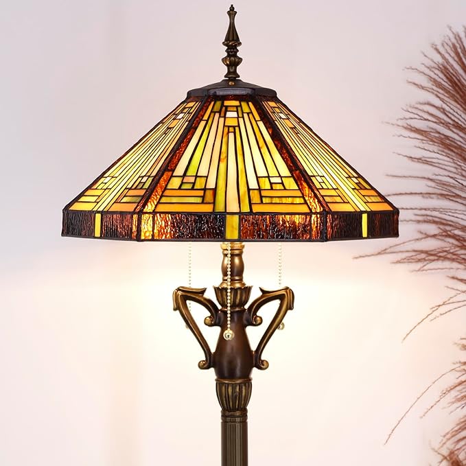 Tiffany Floor Lamp Base Only, for 16-24 Inch Stained Glass Lampshade Height 71 Inch Bronze Finished Resin Base Antique Standing Lighting Base Replacement Only Wide 11 Inch(B (W11H71 Inch))