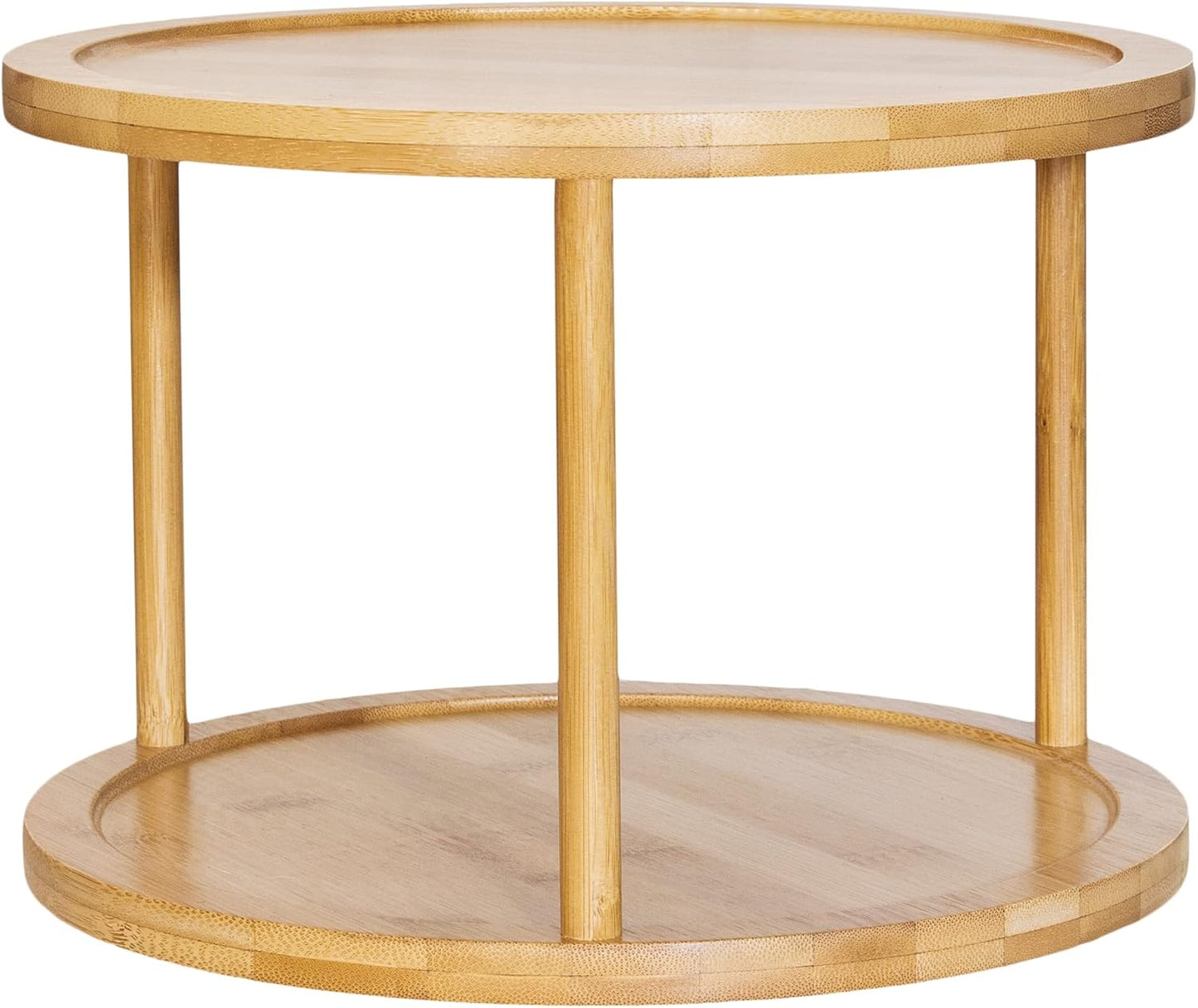 Two-Tier Bamboo Wood Lazy Susan Organizer Kitchen Turntable for Cabinet, Table or Pantry Organization