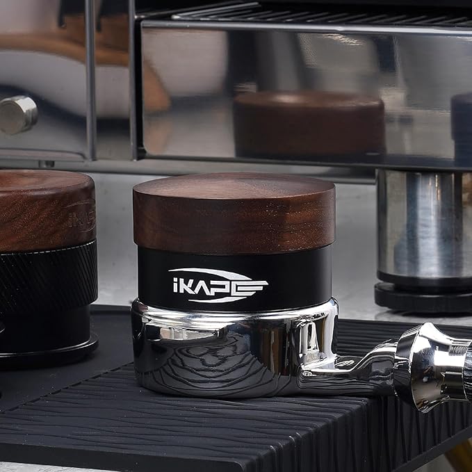 IKAPE 58MM Coffee Distributor, New Wooden Handle Design, Gravity Adaptive Espresso Distributor Fits All 58.35MM Espresso Portafilter, Compatible with 58.35MM Rancilio Bottomless Portafilter