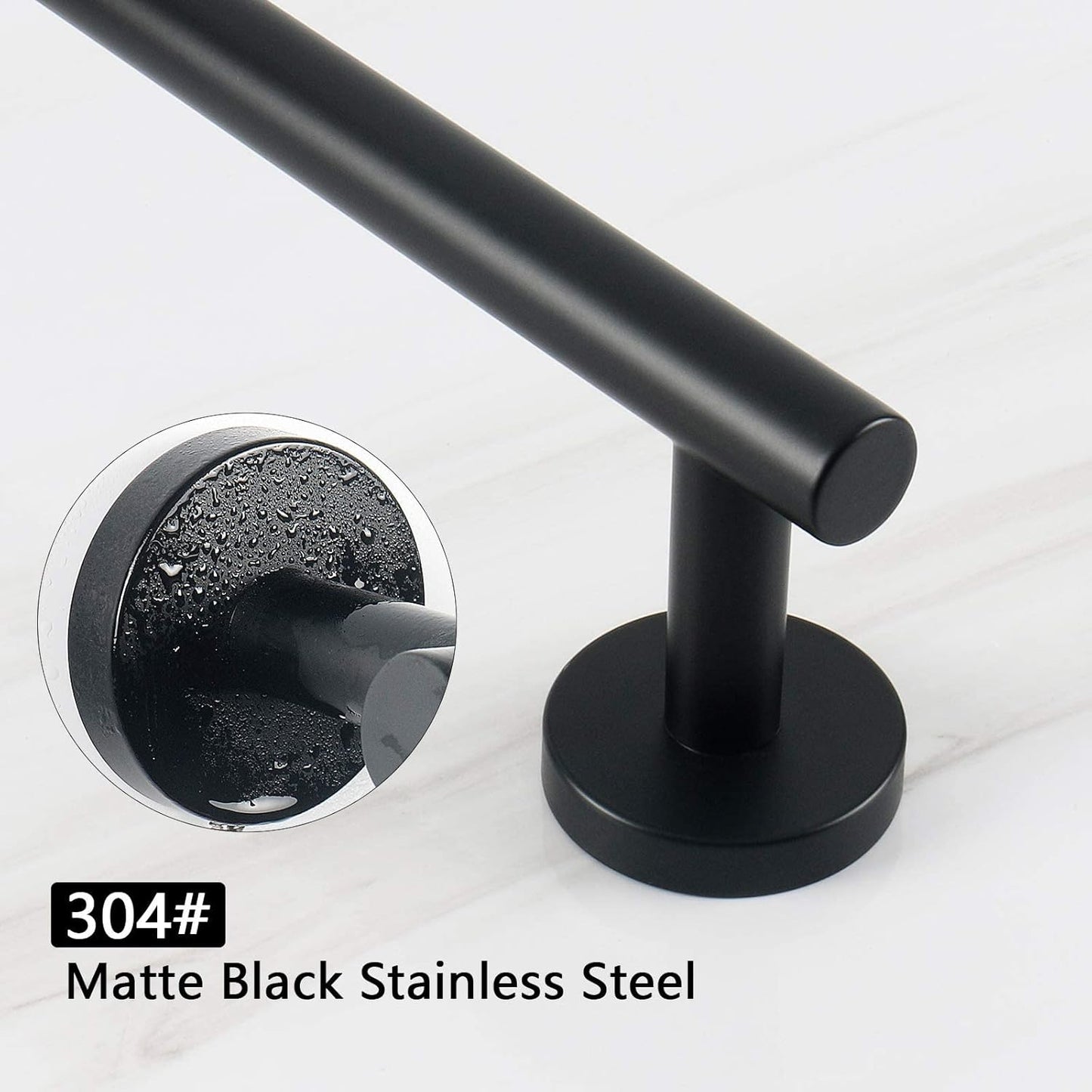 NearMoon Bath Towel Bar, Bath Accessories Thicken Stainless Steel Shower Towel Rack for Bathroom, Towel Holder Wall Mounted (1 Pack, Matte Black, 16 Inch)