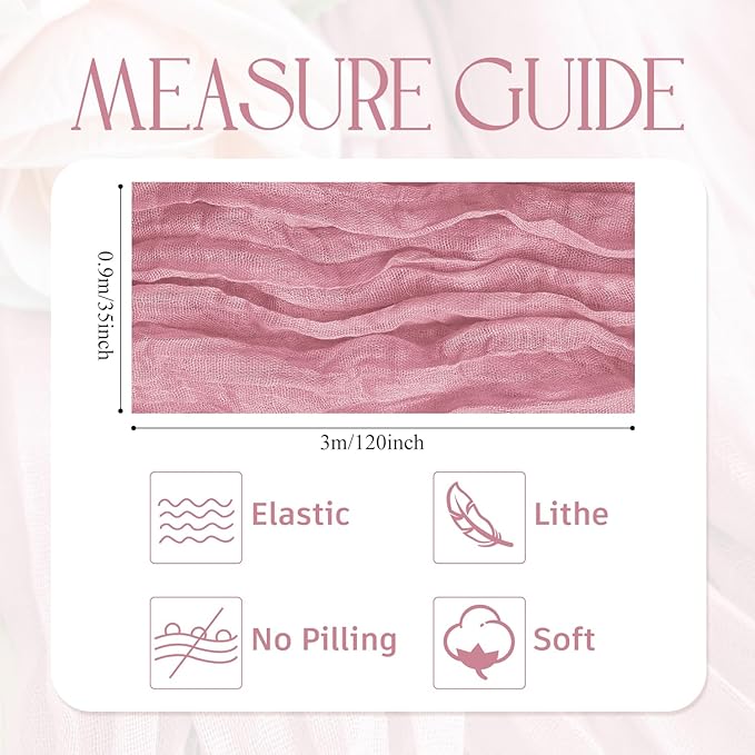 Wokceer Cheesecloth Table Runner 4Pack 10FT Pink Boho Gauze Cheese Cloth Table Runner for Party Long Rustic Sheer Table Runners for Baby Bridal Shower Wedding Easter Table Decor