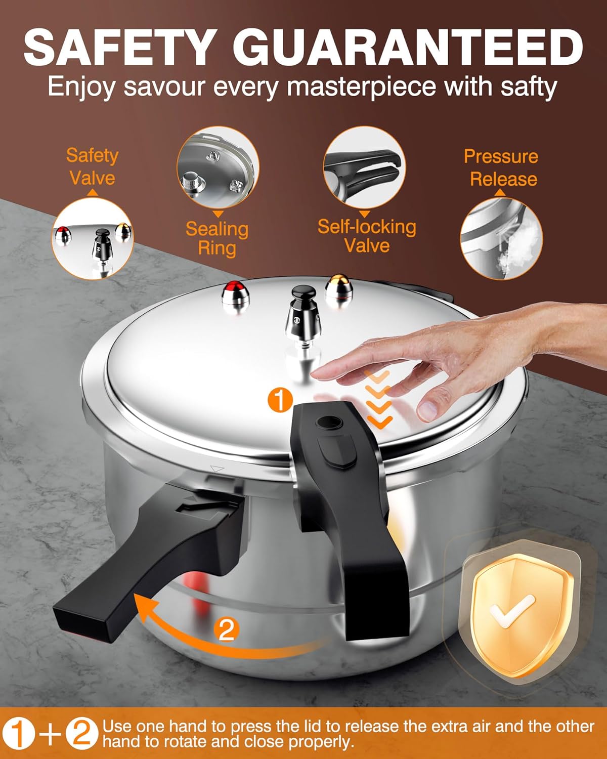 WantJoin 13Qt Aluminum Pressure Cooker w/Release Valve & Multiple Protective Devices,Pressure Canner Compatible with Gas & Induction Cooker,Canner Rack Included