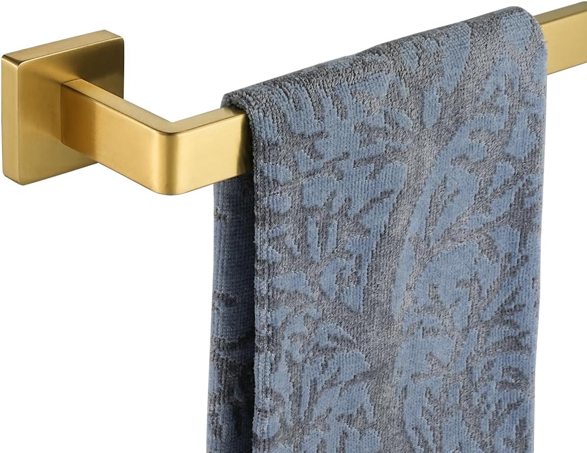 JQK Gold Towel Bar, Rounded Edges 32.41 Inch Towel Rack, 304 Stainless Steel Bathroom Wall Mount, Useable Length 30 Inch, TB250L30-BG