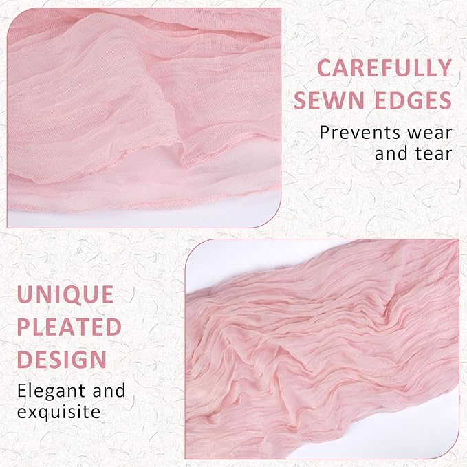 Dusty Pink Cheesecloth Table Runner, 10 FT Boho Rustic Cheese Cloth Gauze, 35x120 Inches Centerpieces Decor for Wedding Spring Easter Baby Bridal Shower Party Decoration, 1 Pack