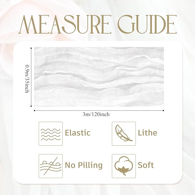 Wokceer Cheesecloth Table Runner 12Pack 10FT Ivory White Gauze Christmas Cheese Cloth Table Runner for Party Rustic Boho Sheer Thanksgiving Table Runners for Baby Bridal Shower Wedding Easter Table