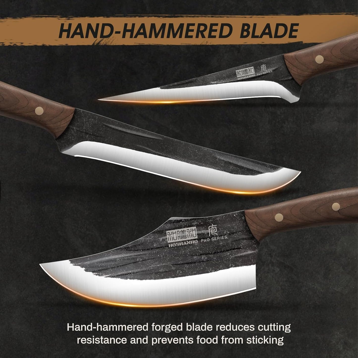 HOSHANHO Butcher Knife Set, Hand Forged Butcher Chef Knife Set with Roll Bag, Sharp Meat Cleaver Knife & Bone Chopper Knives & Fillet Knives for Home & Camping & BBQ Gift for Men