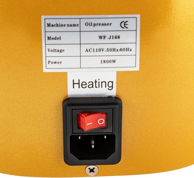 Oil Pressing Machine, 110V 1800W Electric Oil Mill Nut Seeds Oil Extractor Cold & Hot Press Machine for Peanuts Walnuts Soybeans, Temperature Control 122℉-572℉ (Not Used for Olives)