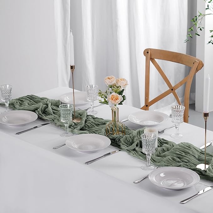 6 Pack Cheesecloth Table Runner 9ft,17 x 108 inch Gauze Table Runner Rustic Romantic Wedding Runner for Wedding Bridal Shower Fall Decoration,Dusty Pink