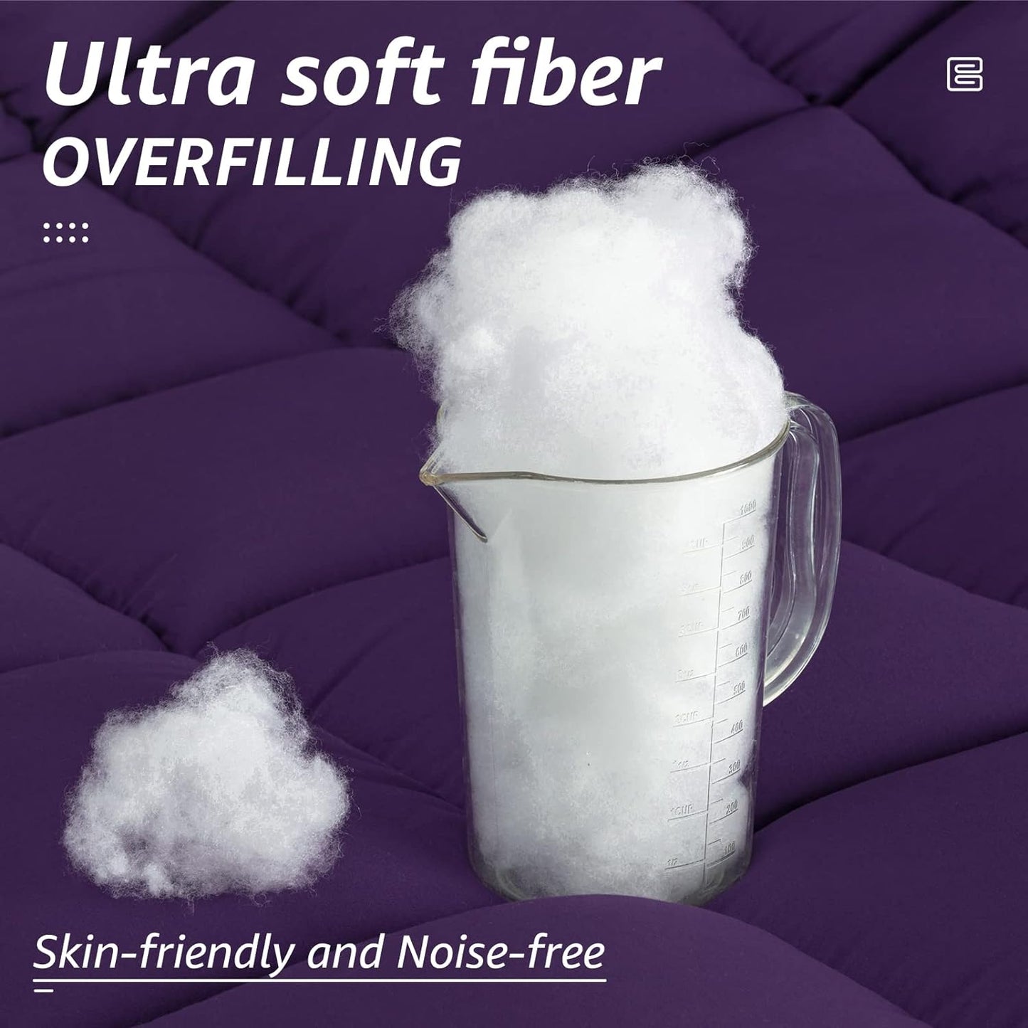 HYLEORY All Season Queen Size Bed Comforter - Cooling Goose Down Alternative Quilted Duvet Insert with Corner Tabs - Winter Warm - Machine Washable - Purple