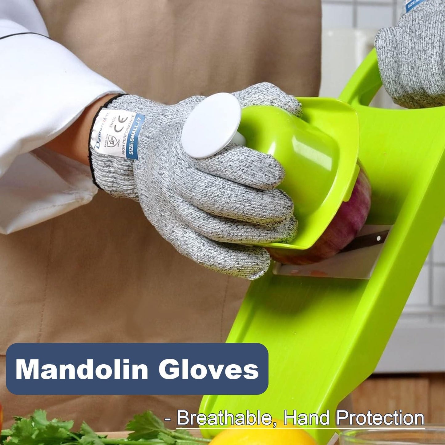 Dowellife Cut Resistant Gloves Food Grade Level 5 Protection, Safety Kitchen Cuts Gloves for Oyster Shucking, Fish Fillet Processing, Mandolin Slicing, Meat Cutting and Wood Carving. (Medium-2 Pairs)