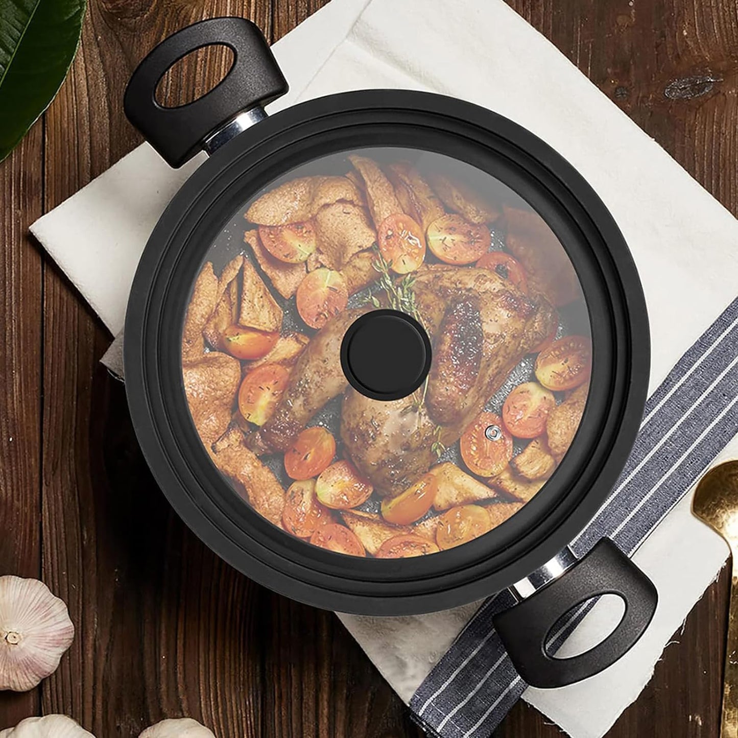 Universal Lid for Pots, Pans and Skillets, Tempered Glass Lid fit 9.5", 10", 11" Skillets, Pots, Frying Pans, Cast Iron, Crock Pot and Other Glass Covers Replacement