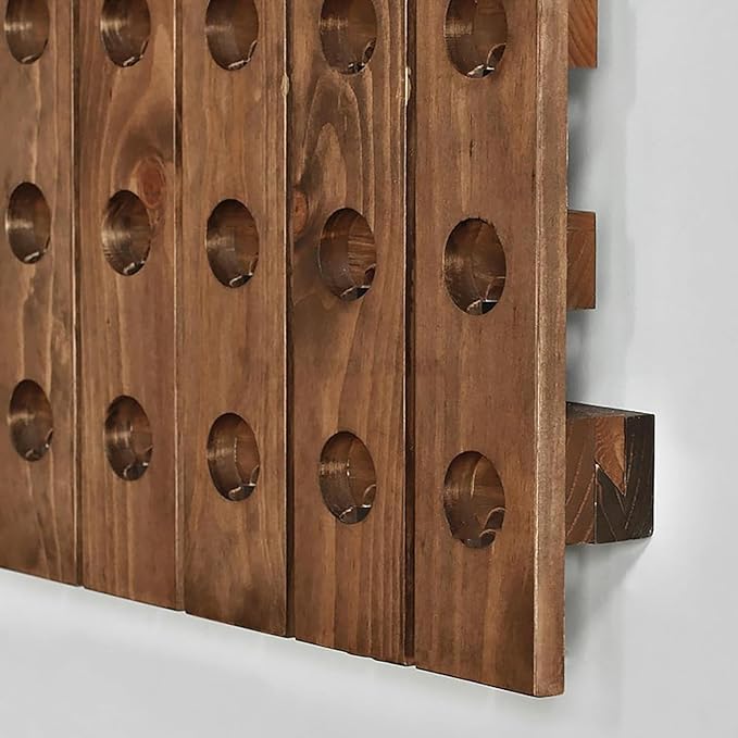 Wall Mounted riddling Wine Rack,Wooden Vertical Wine Rack Holder,Rustic Wine Storage Racks Organizer,Holds 16 Bottles,for Dining Rooms,Kitchens,Bars(30.3" W x 50.7" H, Walnut)