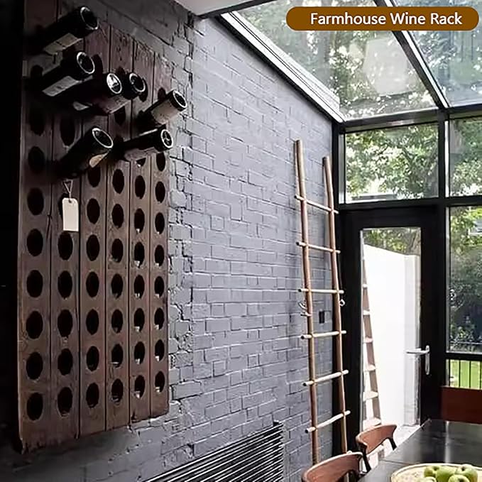 Wall Mounted riddling Wine Rack,Wooden Vertical Wine Rack Holder,Rustic Wine Storage Racks Organizer,Holds 16 Bottles,for Dining Rooms,Kitchens,Bars(30.3" W x 50.7" H, Walnut)