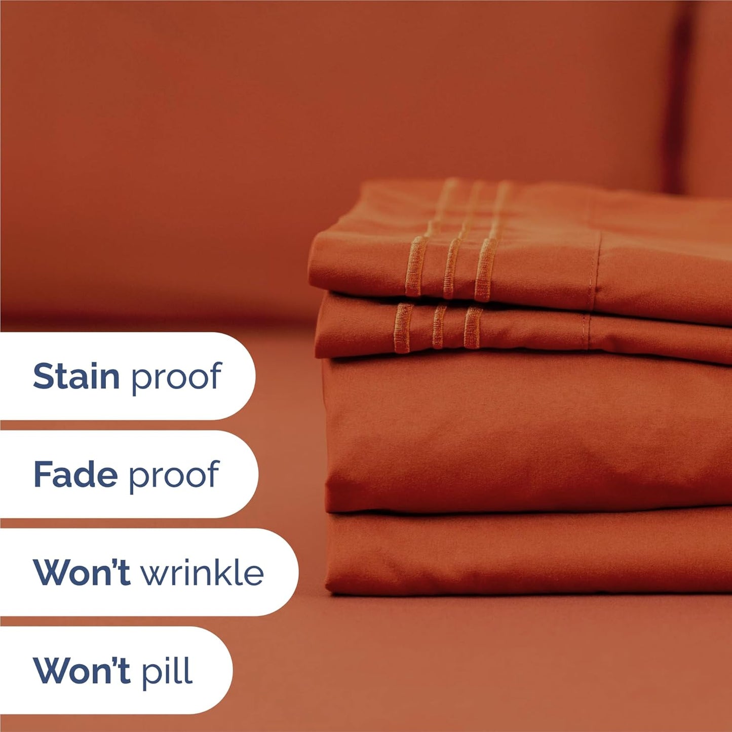 King Size 4 Piece Sheet Set - Comfy Breathable & Cooling Bed Sheets Set - Hotel Luxury Bedding for Women, Men, Kids & Teens - Deep Pockets, Easy-Fit, Super Soft & Wrinkle Free - Oeko-Tex - Terracotta