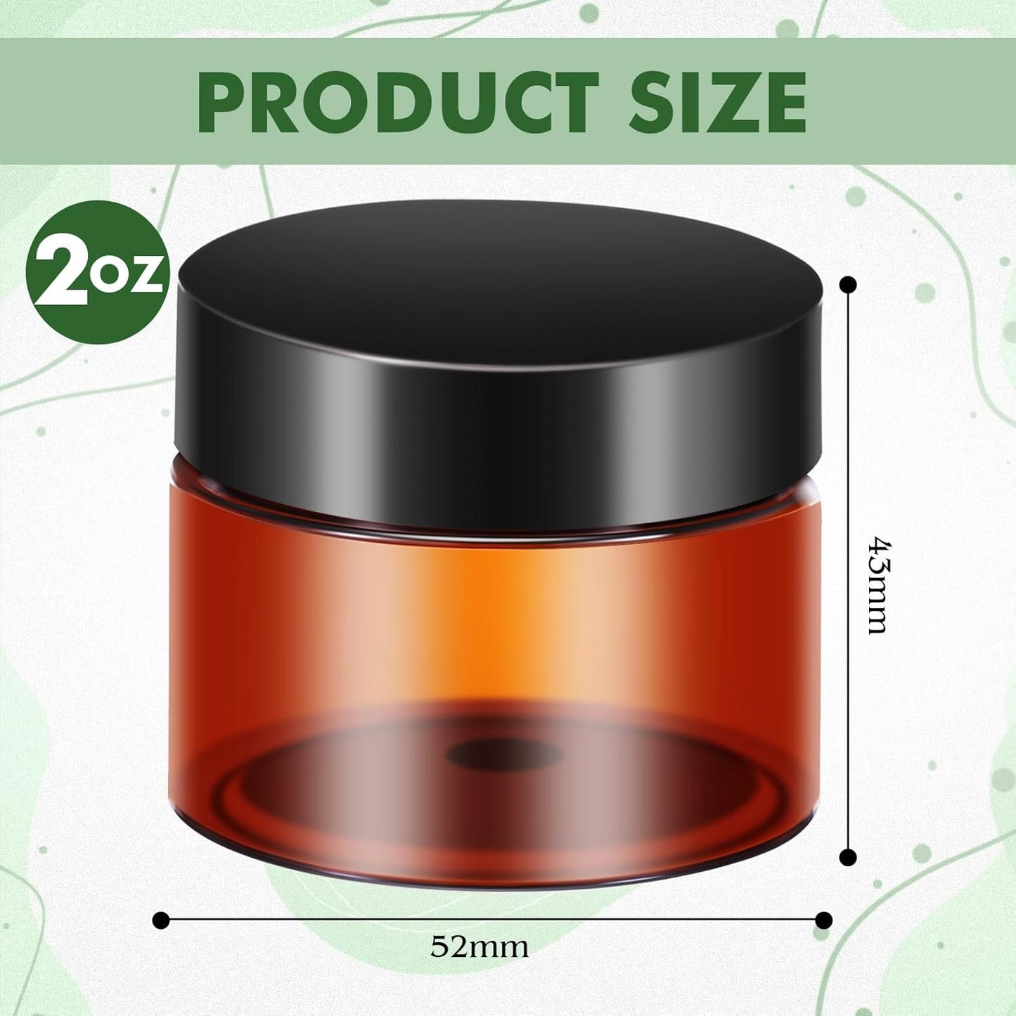 SATINIOR 6 Pack 2 oz Plastic Jars Containers with Lids Wide-mouth Refillable Leakproof Reusable Round Empty Jars for Travel Cosmetic Dry Food Spice Candy Cookie Home Kitchen Organizing(Amber)
