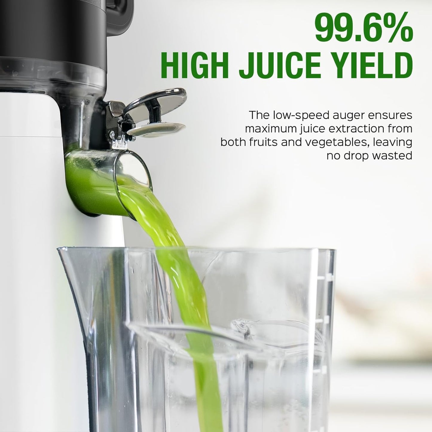 Juicer Machines, TUUMIIST Cold Press Juicer with 5.3" Extra Large Feed Chute Fit Whole Fruits & Vegetables Easy to Clean, High Juice Yield, BPA Free (White)