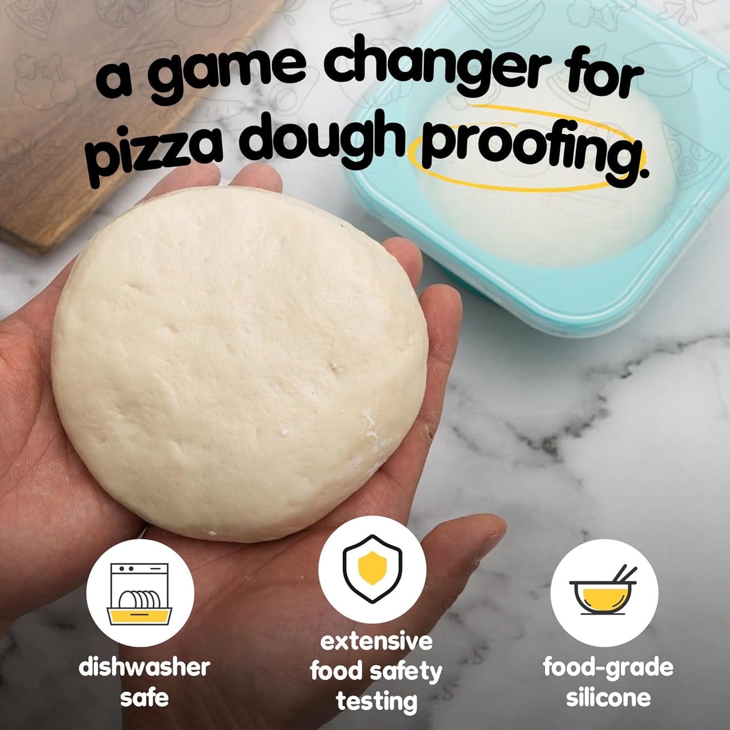 Stackable Silicone Artisan Pizza Dough Proofing Boxes Proving Containers with Lids pizza making accessories-5pack-500ml portion (Green)