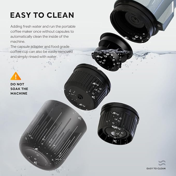 Portable Electric Espresso Machine Travel Coffee Maker for Camping 3 in 1 Self-Heating for Ground Coffee & DG NS Capsule Pods For Travel Camping and Hiking (Bright White)