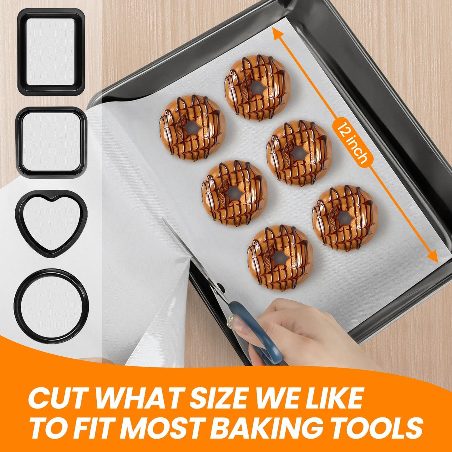 Cut to Size Silicone Baking Mat Roll, Food Grade Heat Resistant Silicone Baking Sheet, Silicone Liner for Baking, Reusable Freeze Dryer Mat Refrigerator Liners, No Slip Countertop Protector Mat