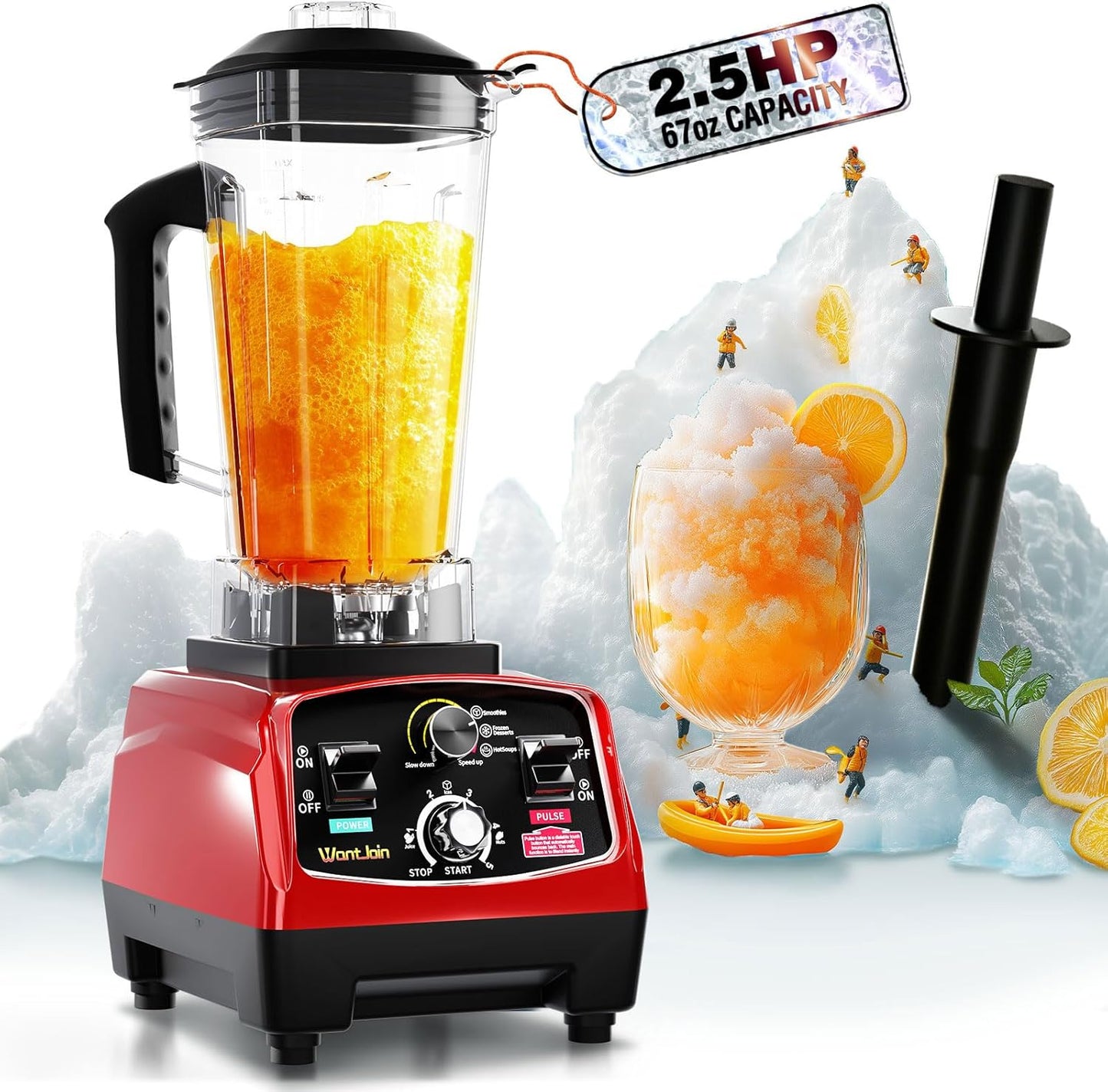WantJoin Commercial Blender - 68oz Large Capacity Professional Blenders for Kitchen Smoothie Blender w/Powerful 2.5 HP Motor, 15 Speeds, 1-5min Timer, 30000 RPM, High Speed for Catering &Home