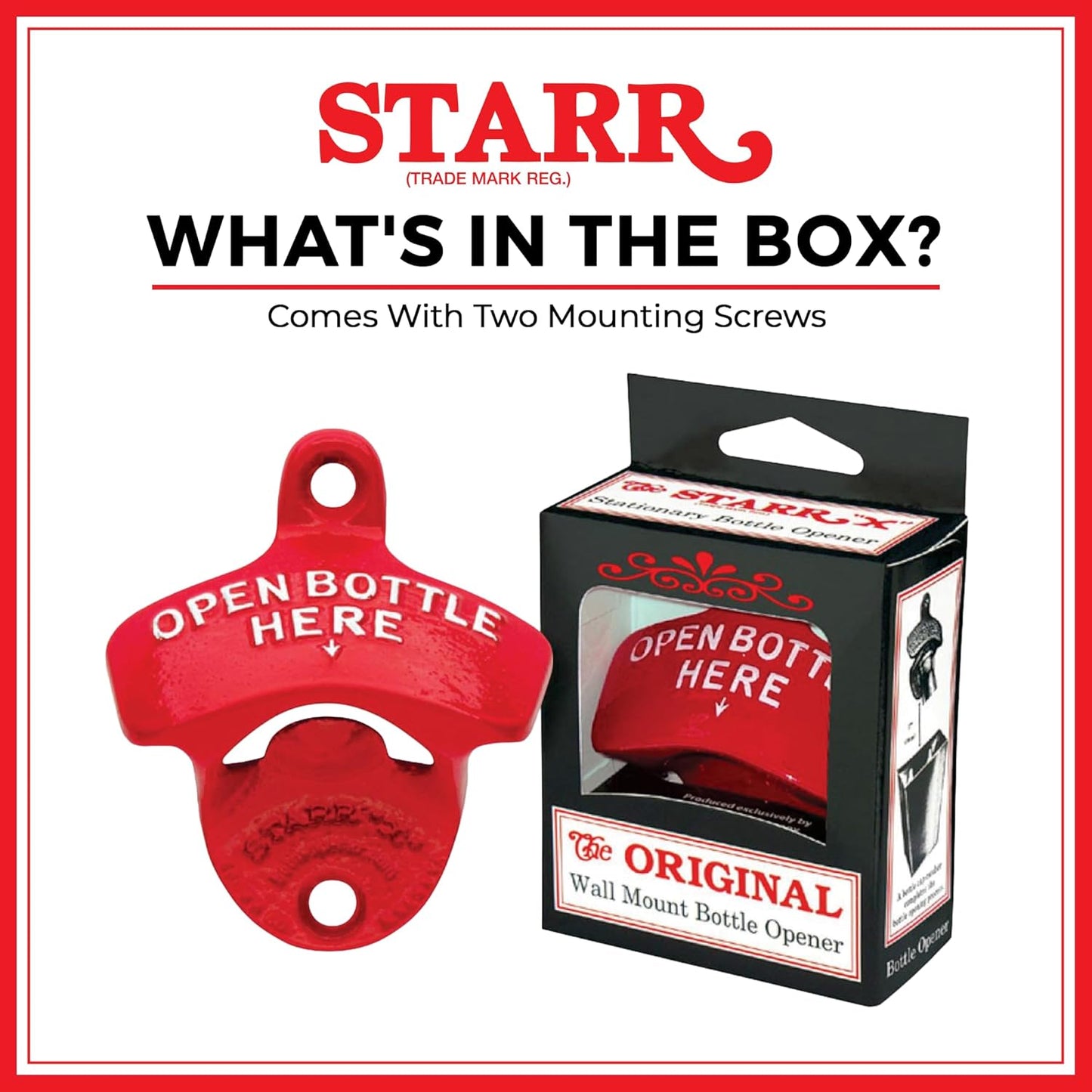STARR "X" Skull & Bones Bottle Opener | Heavy-Duty Bottle Opener Wall Mounted for Home Bar, Man Cave, and Patio | Easy Cap Removal, Black