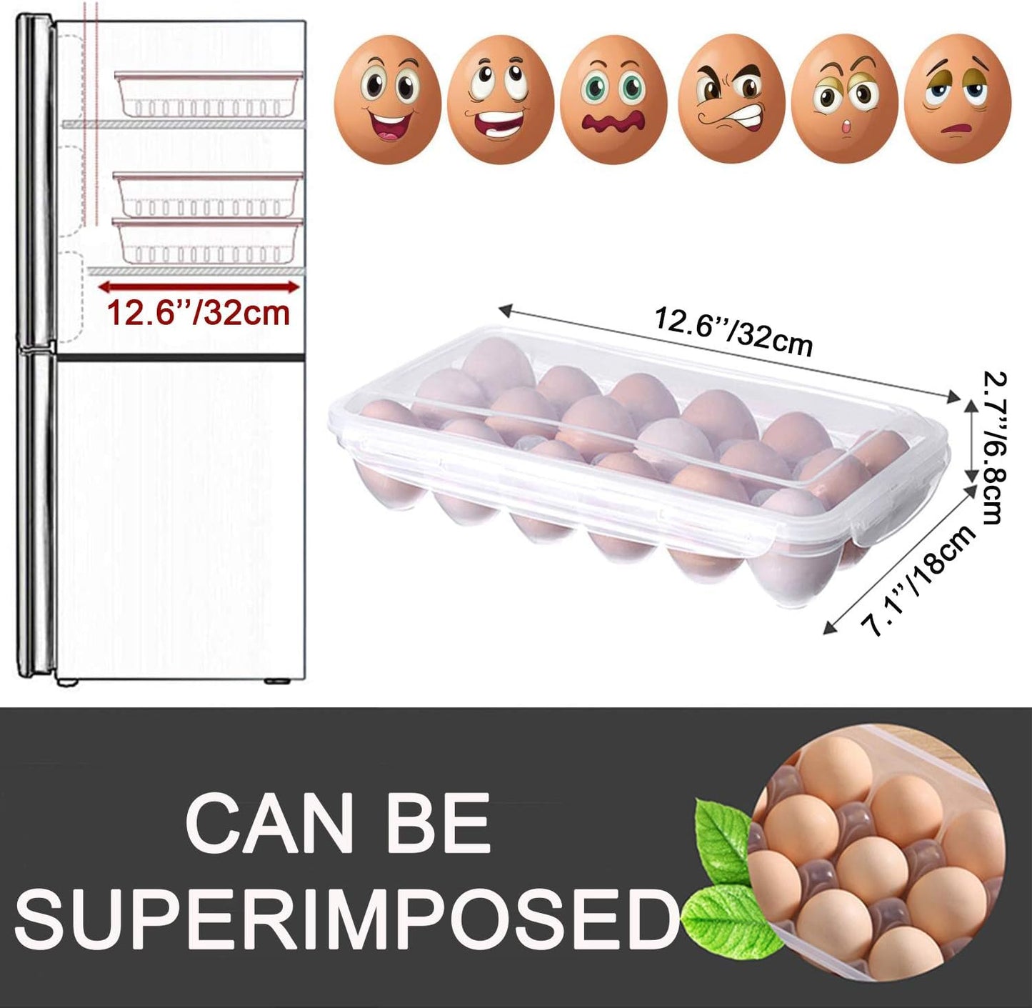 XBY-US 4 Pack Covered Egg Holders,Egg Holder For Refrigerator,travel egg Storage Container,Plastic Refrigerator Egg Trays,camping egg box,Deviled Egg Tray Carrier with Lid Fits 18X4 Eggs(72 Eggs)