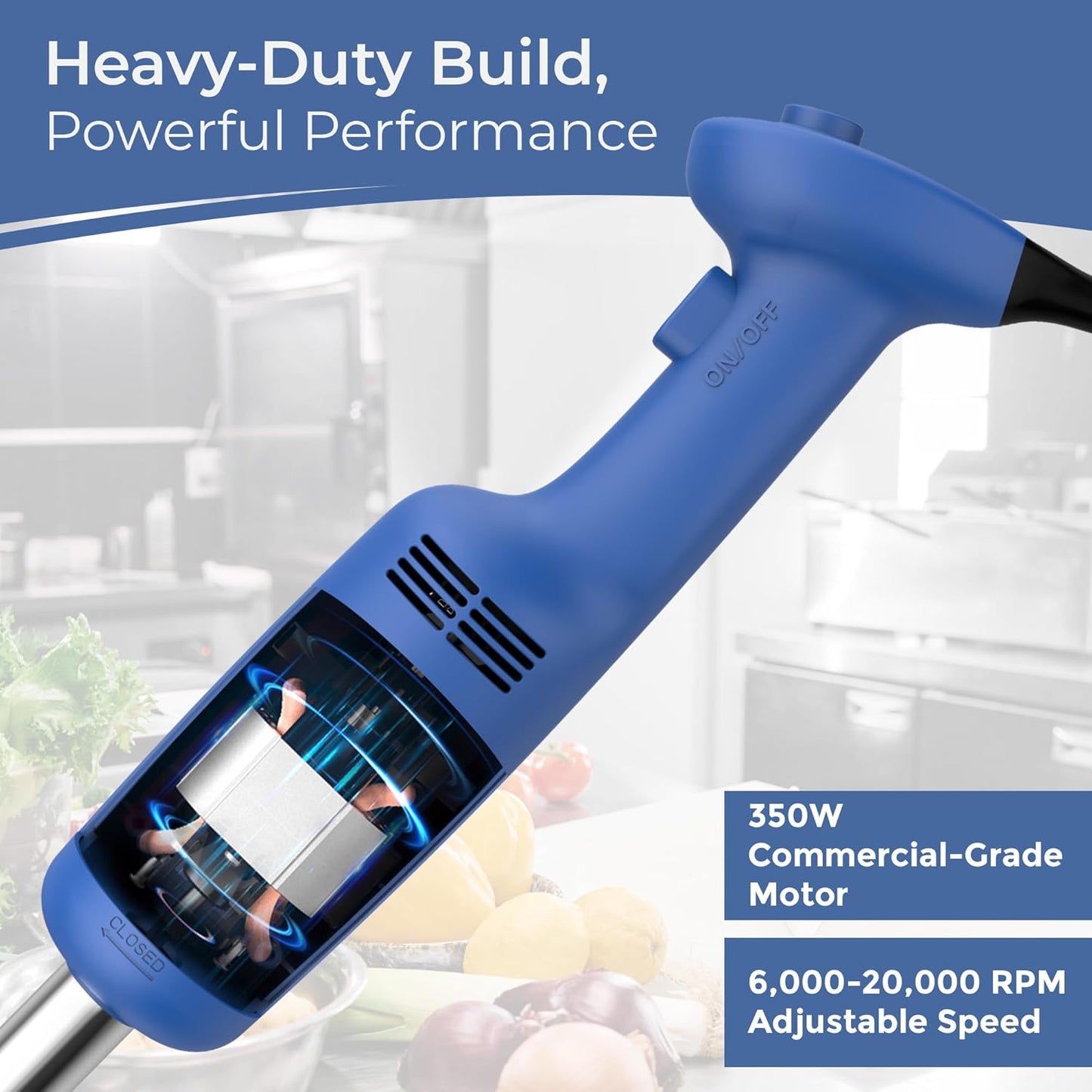 Commercial Immersion Blender, Hand Held Blender, 350W 4000-20000RPM, Stainless-Steel, 10 inch Removable Shaft with Variable Speed -2025 upgrade