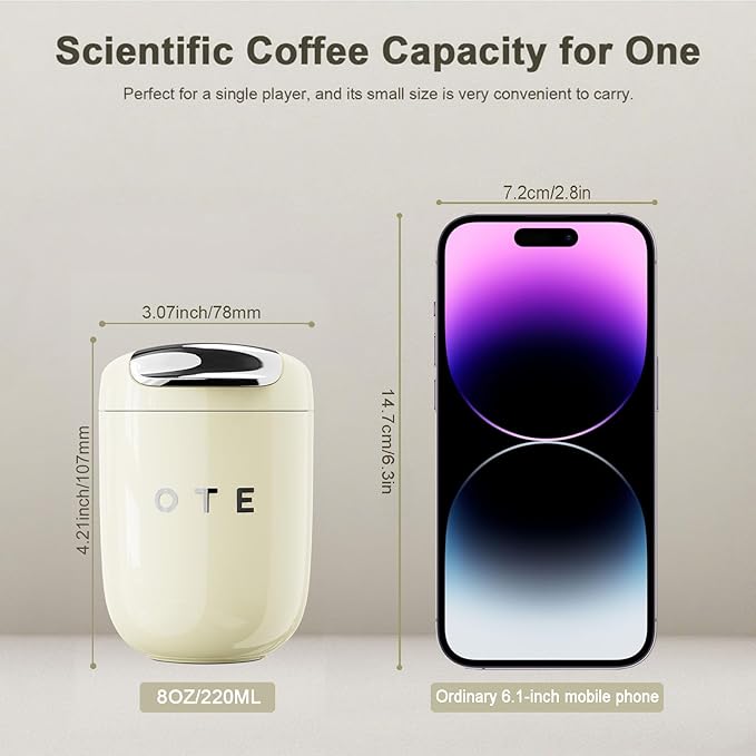 OTE Coffee Travel Mug, Double Walled Coffee Cup 220ml Vacuum Insulated Stainless Steel with Leakproof Lid, Reusable Coffee Cups, BPA-Free, Mini Thermal Mug/to Go Cups for Hot Cold Drinks, Red