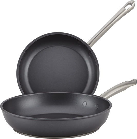 Anolon Accolade Forged Hard Anodized Nonstick Frying Pans/Skillet Set, 8 Inch and 10 Inch - Moonstone Gray