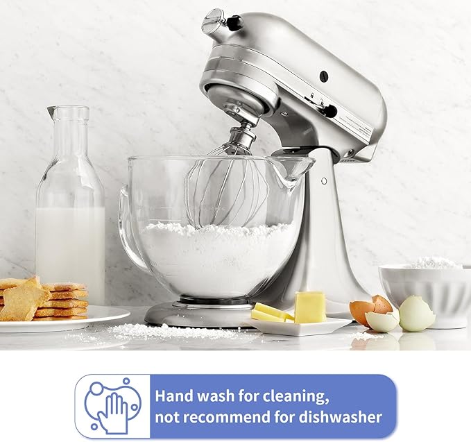 MOLIGOU Glass Bowl Compatible with Kitchenaid 4.5 and 5 Quart Tilt-Head Stand Mixers, 5 qt Stand Mixer Bowl with Lid and Pour Spout