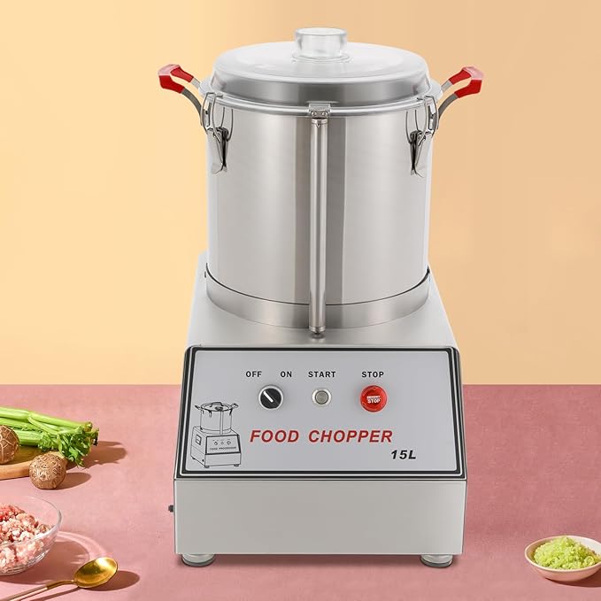 Electric Food Chopping Machine 15L, 1400w Automatic Stainless Steel Food Processor, Multifunction Meat Vegetable Cutter 1400rpm Detachable Blades for Vegetable Fruits Meat Grains Ginger Garlic