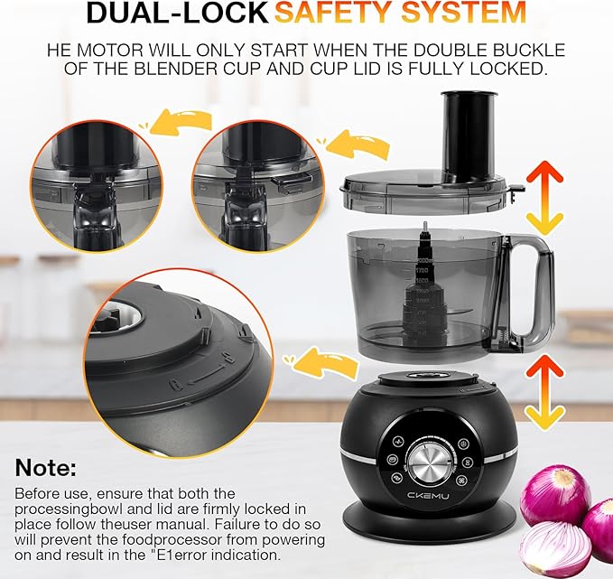 12 Cup Smart Food Processor, Electric Food Chopper Slicer with French-Fry Slicing Shredding Chopping Kneading Cutter, For Meat, Vegetable, Fries, Cheese, Meat & Veggie Prep, Puree