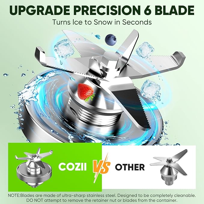 Blender 2000Watt, Countertop Blenders for Kitchen,64 Oz Pitcher/21-Oz To-go Cup, 7 Preset Programs for Ice Crush/Frozen Drinks/Nut Butter, High Speed, Dark Silver