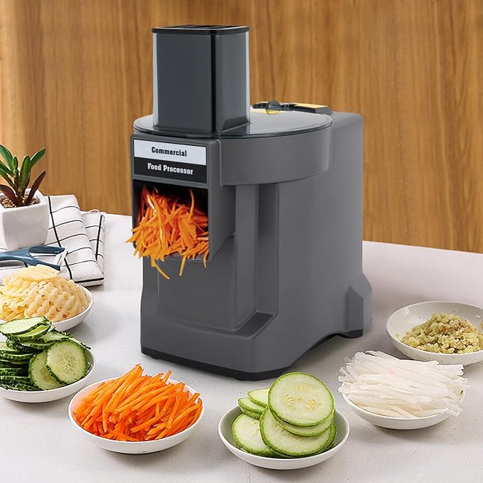 Electric Vegetable Dicer Slicer Commercial Food Processor 3 in 1 Vegetable Dicer Shredder & Slicer with 3 Steel Blades Automatic Veggie Fruit Cutting Slicing Machine for Restaurants