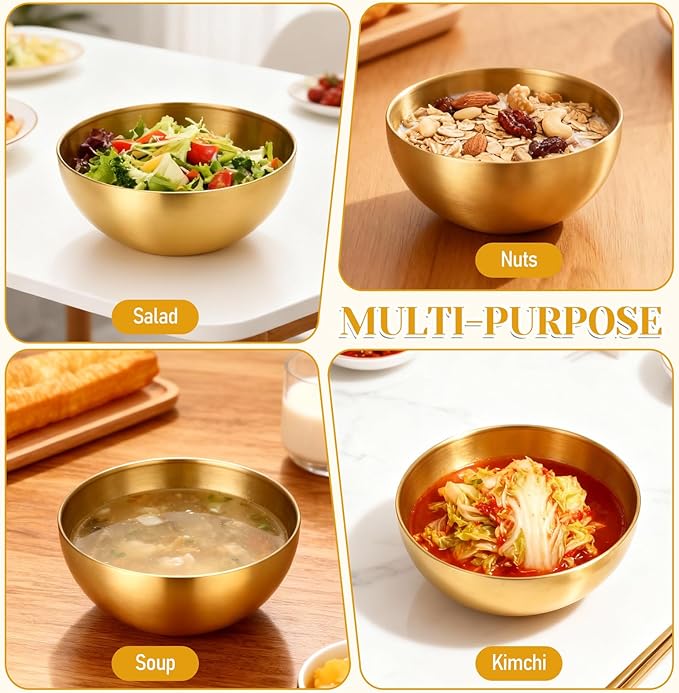 10 PCS Gold Mixing Bowls, 5.9 Inch Gold Serving Bowls Decorative Metal Stainless Steel Bowl Facial Bowl Esthetician for Mixing, Soup, Dessert, Cereal, Fruit, Snack, Christmas
