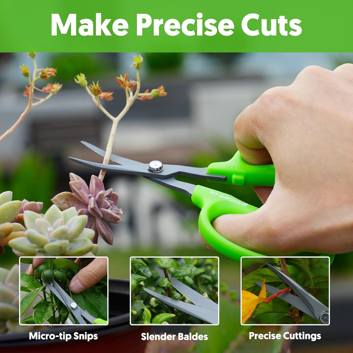 2PCS Garden Scissors, Curved Blade,6in Pruning Shears Snips Non-stick Coated Sharp Steel Blades - Gardening Tools Garden Shears for Plants Herb Flowers in Grow Tent and Hydroponics