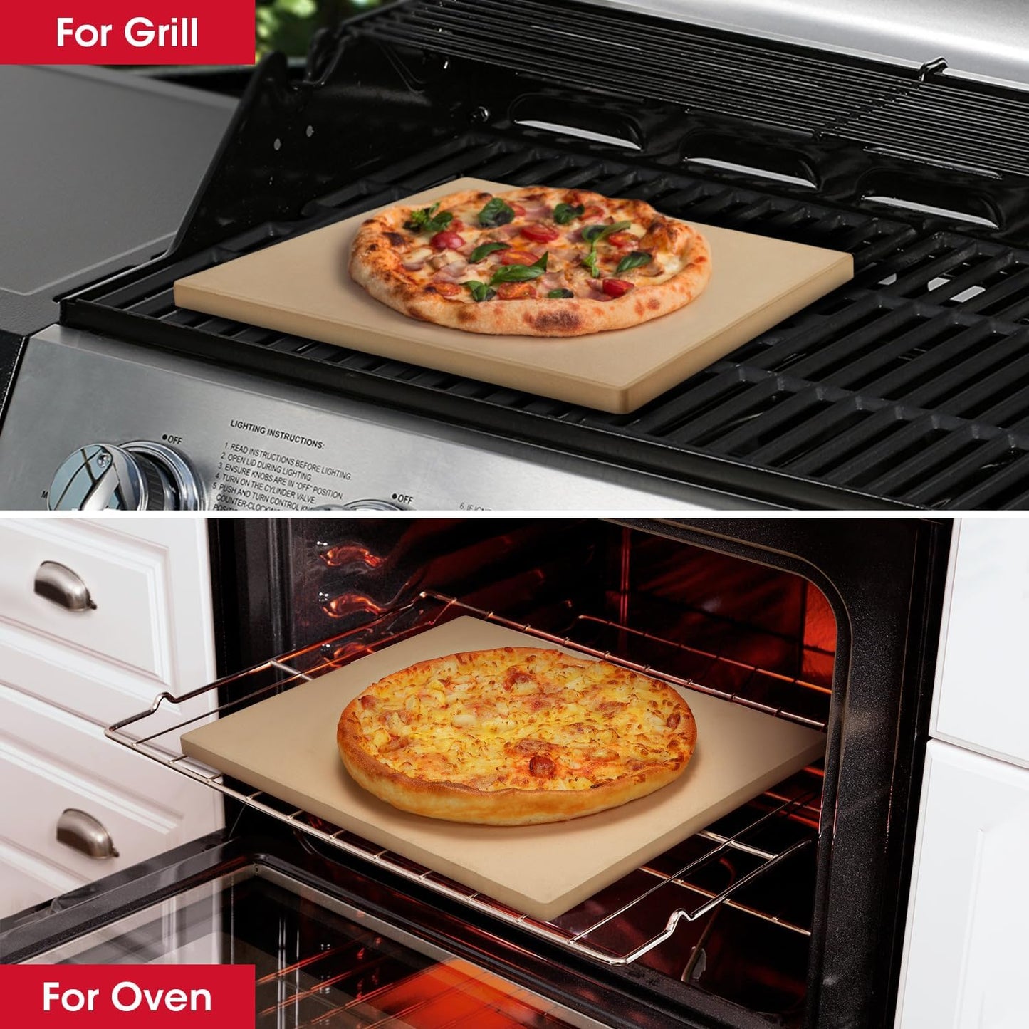 Unicook Large Pizza Stone for Oven and Grill, Heavy Duty Baking Stone for Bread, Thermal Shock Resistant Cordierite Pizza Pan, 16 x 14 Inch Rectangular