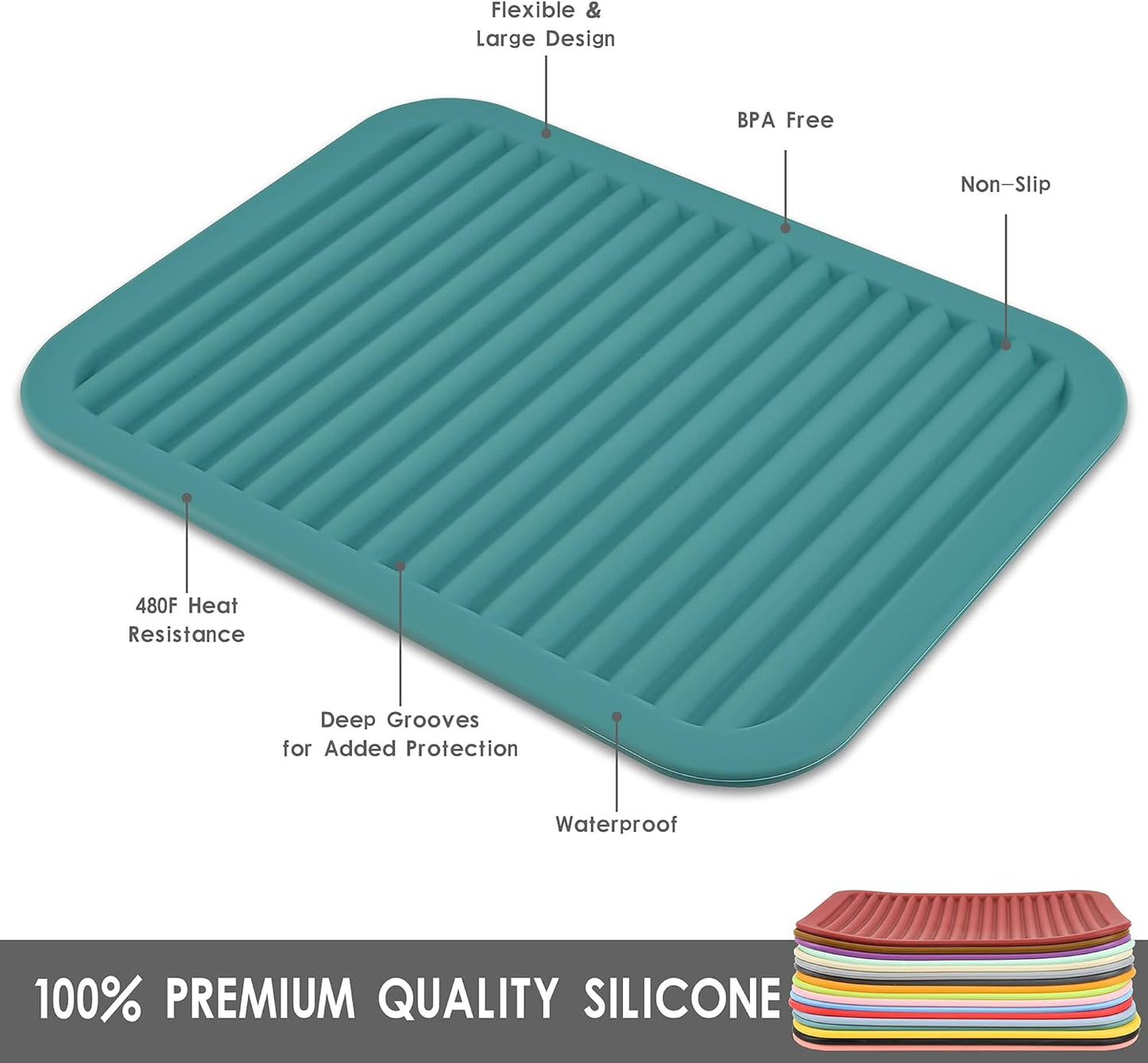 Smithcraft Silicone Trivet Set, 2 Pack, Food-grade, Heat Resistant, Multi-functional, Size: 9x12 Inch, Thickness: 0.27 Inch, Color: Red, Shape: Rectangular
