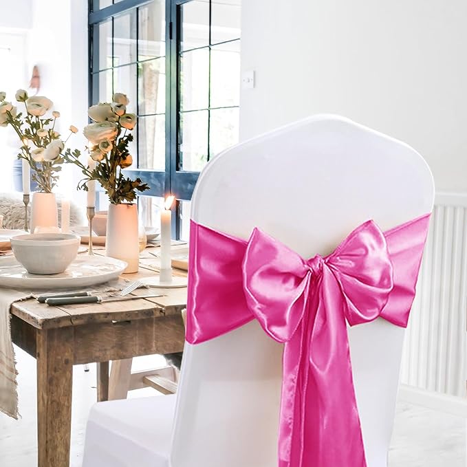 10 Pack Satin Table Runner 12 X 108 Inch Silk Table Runner for Party,Wedding, Birthday, Banquets,Decoration(Fuchsia)