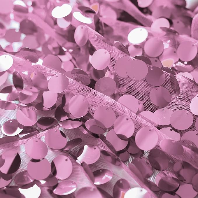 12 x 108 Inch Pink Sequin Table Runner Glitter Rectangle Big Sequin Table Runner for Wedding Party Birthday Christmas Halloween Decoration (1 Pack)